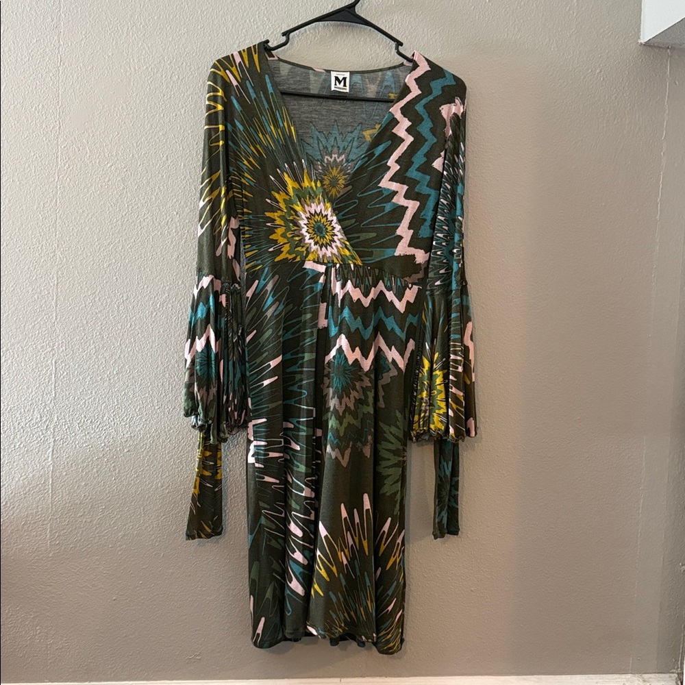 M MISSONI ABSTRACT PRINT BELL SLEEVE DANA DRESS